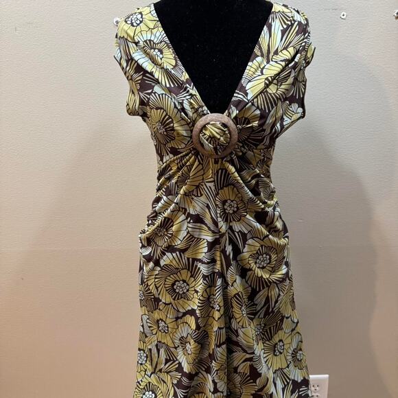 Brown and yellow floral print xoxo dress Y2K 90s - Picture 1 of 3
